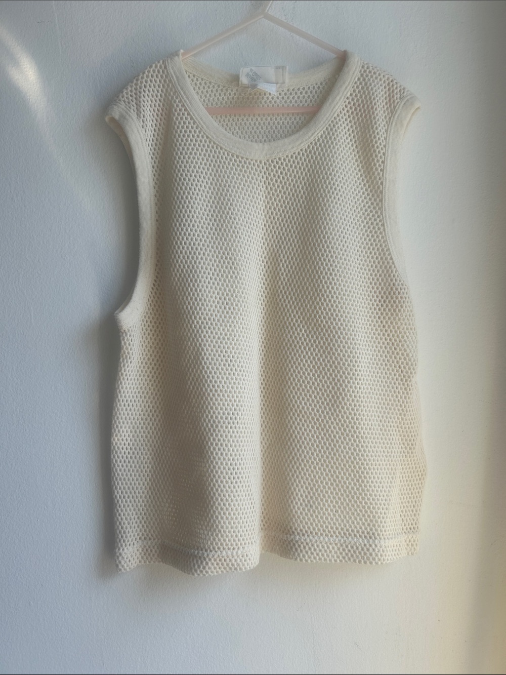 Vintage Cream Mesh Sleeveless Tank Top